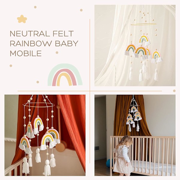 Baby Crib Mobile Newborn Nursery Hanging Mobile Rainbow Crib Mobi