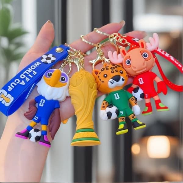 VM 2026 Nøglering, Blød Gummi Fan Maskot Bil Nøglering - Leopard Leopard
