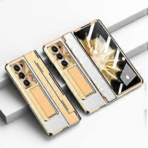 För Honor Magic V2 5G Ställ Mobilskal Hårt PC-skyddsfodral med Härdat Glas Skärmskydd Style F