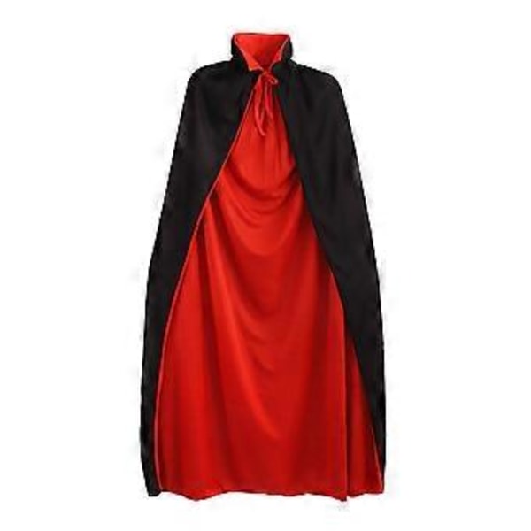 WINOMO 1,4 m Cool Dobbeltlags Stå Krave Voksenkappe Cosplay Kappe Rekvisit til Halloween Maskerade (Sort og Rød)