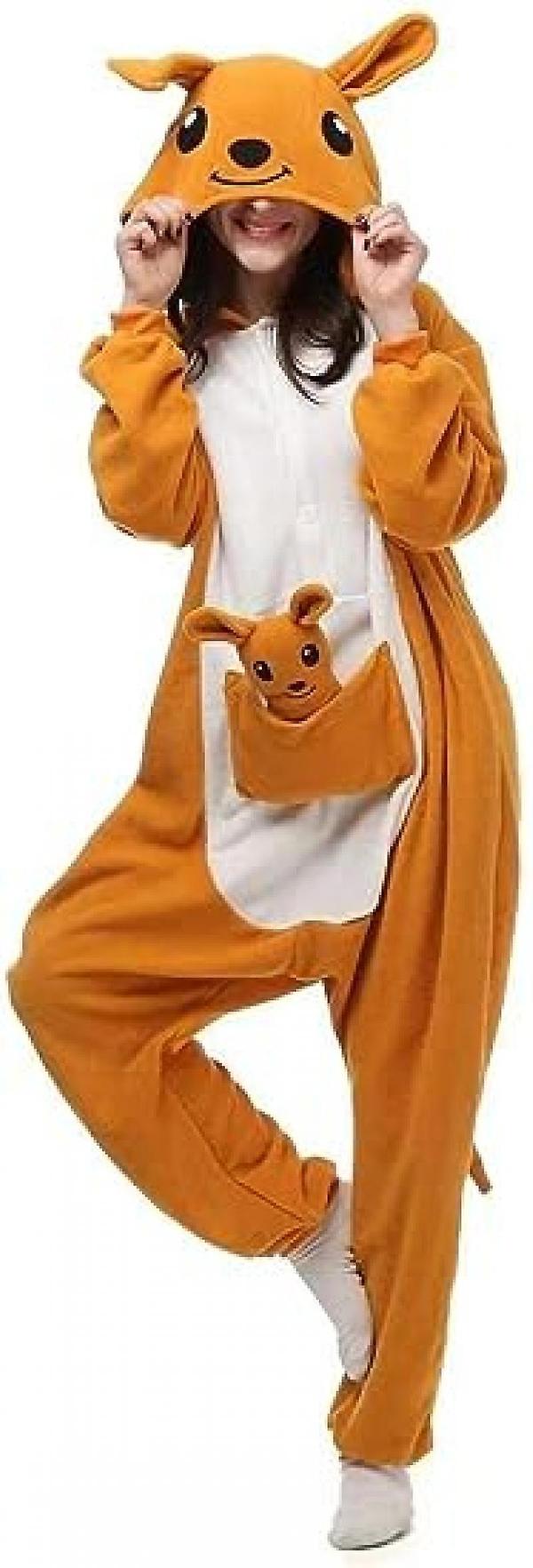 Flerkarakter Dyrehette Pyjamas Jumpsuit Cosplay Kostyme.L.Kangaroo Kangaroo L