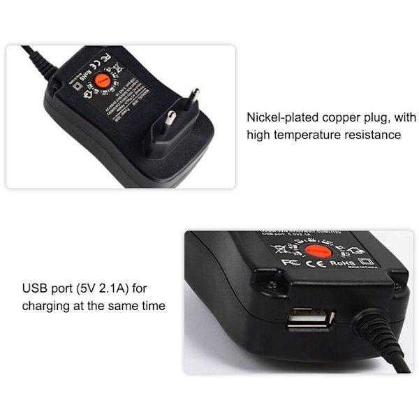 Universell AC till DC 30W nätadapter med USB-port