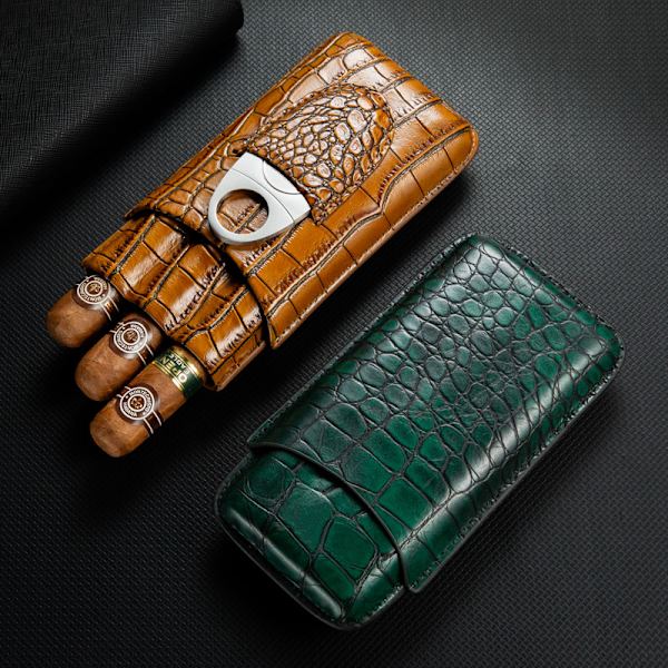 Bärbar Cigarrlåda Cederträ Cigarrskärare Tändare Fodral Kreativ