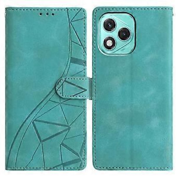 For Honor 400 Lite Etui Wallet Stand Præget Trekantmønster Læder Telefon Flip Cover Green
