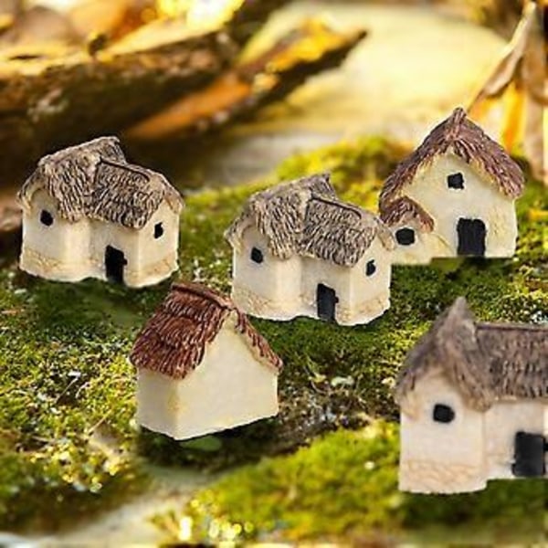 12 stk. Mini Husformede Ornamenter Resin Husmodell Mikro Landskapsdekor