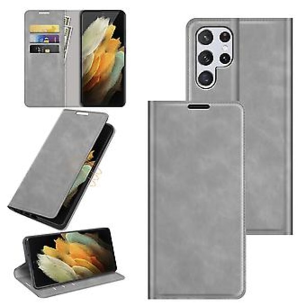 Galaxy S22 Ultra 5G magneettinen nahkainen suojakotelo Grey