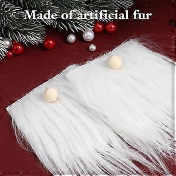 1 Set Falska Skägg och Träkulor Kit Förskurna Tomteskägg Tomte Tillverkningsmaterial vit