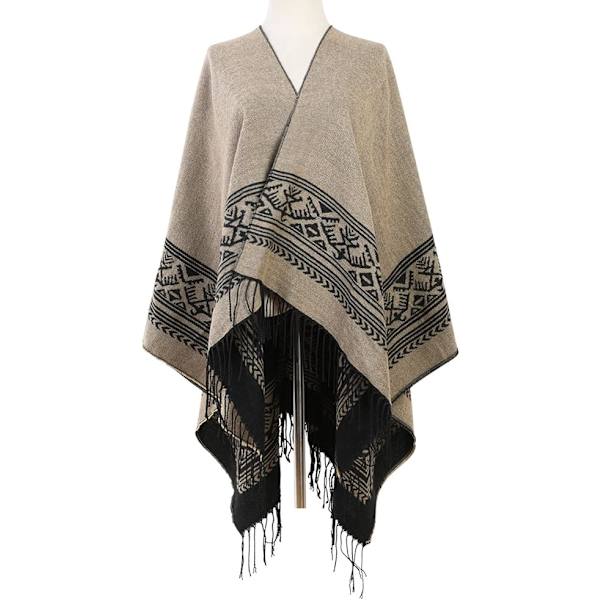 1 stk. Cape Shawl Elegant Varmt Firkantet Efterår og Vinter Kvinder Khaki
