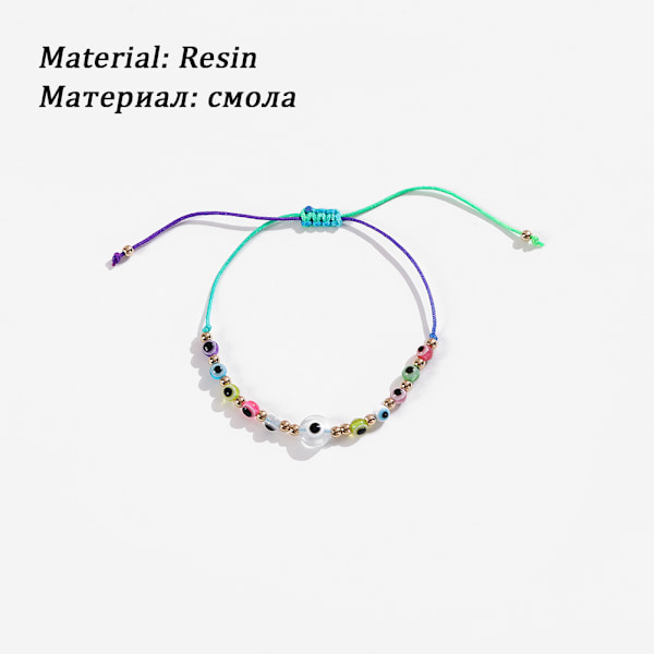 Resin djævleøjeperle flettet armbånd, sæt med 12 armbånd