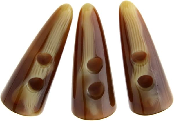 10 stk Store Horn Imitation Tand Toggle Knapper - Lys Kaffe - Com