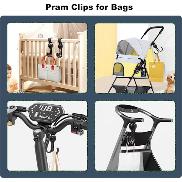 Buggy Clips för Barnvagn, Barnvagnsclips för Väskor, Barnvagnskrokar för Väskor, P