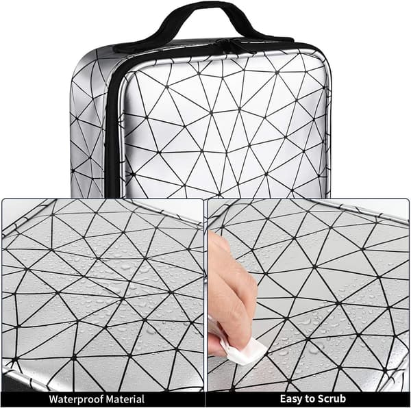 Silver - Makeup Bag Travel Makeup Case Professional Organizer Ba