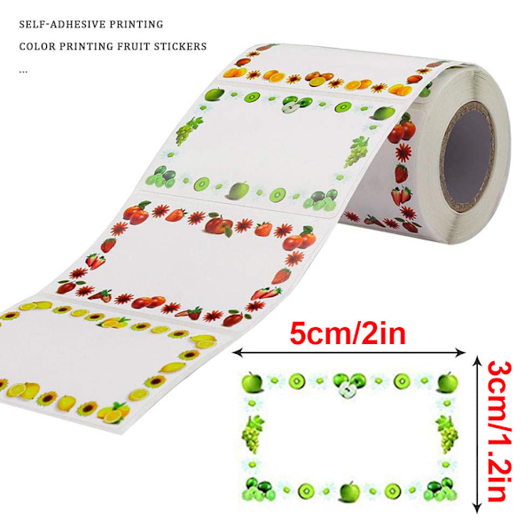 250 selvklebende fruktetiketter, selvklebende syltetøysetikett