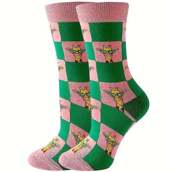 Giraff med briller rutemønster sokker (voksen Medium)..