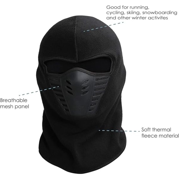 One Size - Svart Balaclava för Män - Airsoft Mask - Ansiktsvärmare -