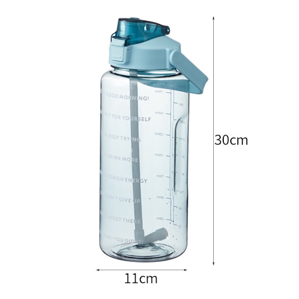 2 Liters Vattenflaska med Sugrör för Flickor Stor Bärbar Reseflaska