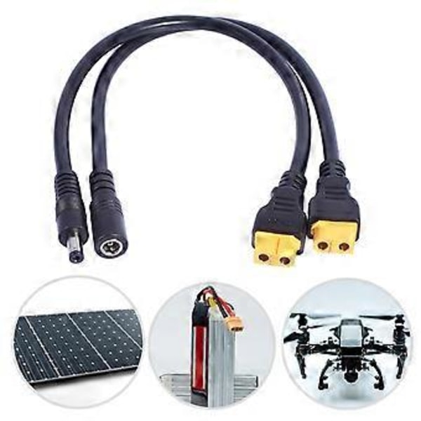 Plugs And Play XT60 til DC5.5x2.1mm/DC5.5x2.5mm Ladekabel til Solpanel og FPV Skærme Strømforsyningsledning 5.5x2.1mm male