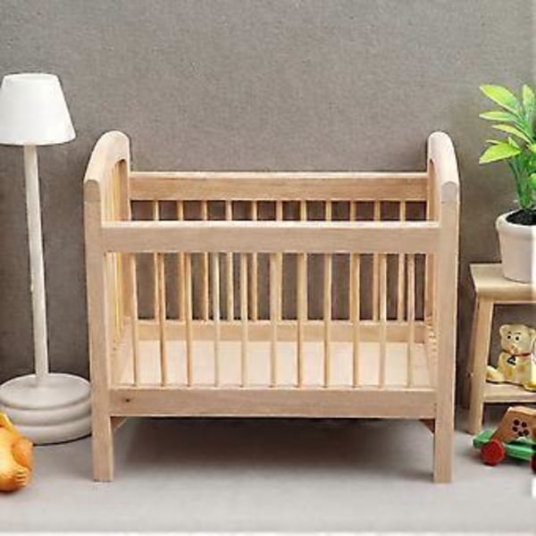 1:12 Miniatyr Babysäng Dockskåpsmöbler Säng Flickor Bjds för Docktillbehör Vuxen Låtsaslek för Lekhus Landskap Scen A
