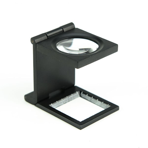 1 stk. Metal 10X trådteller med glaslinse og etui, folde