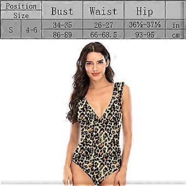Dame V-hals Hel Badedrakt Rynket Snøring Monokini Leopardtrykk (stil6172)
