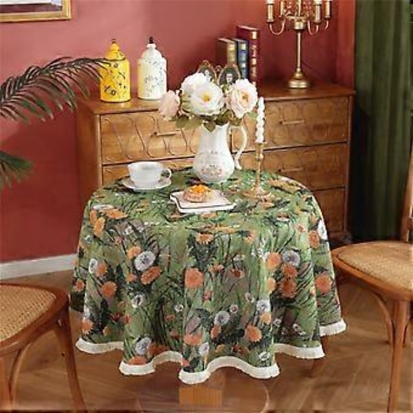 Rund Texturerad Bordsduk Tvättbar Bordsöverdrag Mjuk Bordsduk Fläckbeständig, Perfekt för Kök, Middag, Picknick Beige Beige 100cm