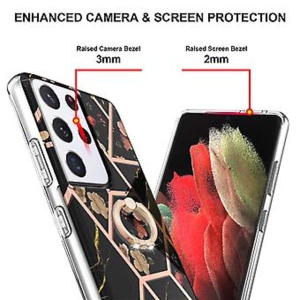 Marmorikuvioinen TPU-kuori Samsung Galaxy S21 Ultra 5G:lle Black