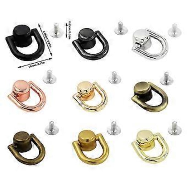 Gull D-ringer Stud for DIY Veskelaging og Personalisering Metall Roterbare Kulehodeknapper Enkel å Installere Sølv Silver