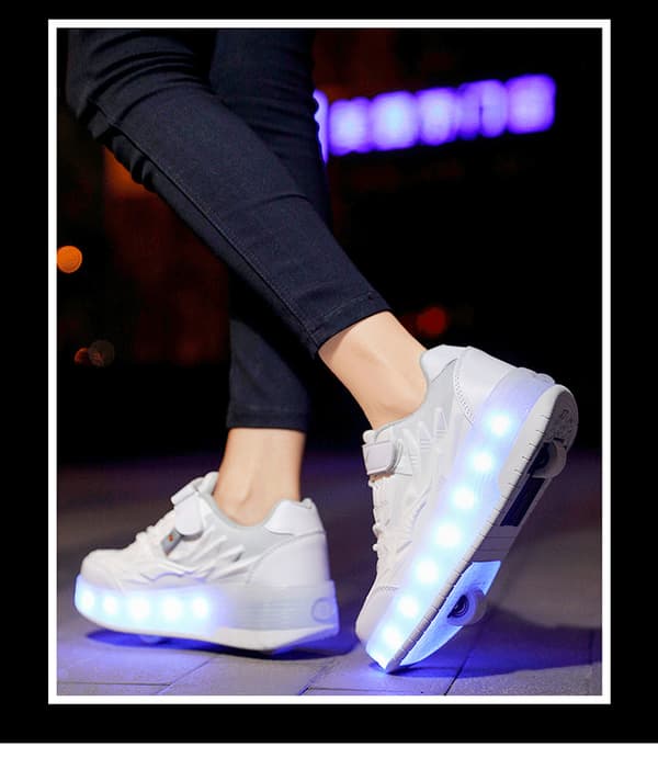 Barnesko Dobbelthjul Sko Led Lys Sko Q7-yky.36.Hvit White 36