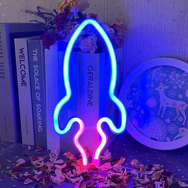 Raketti Neon Valot, LED Neon-merkki Neon-merkit Valomainokset, USB