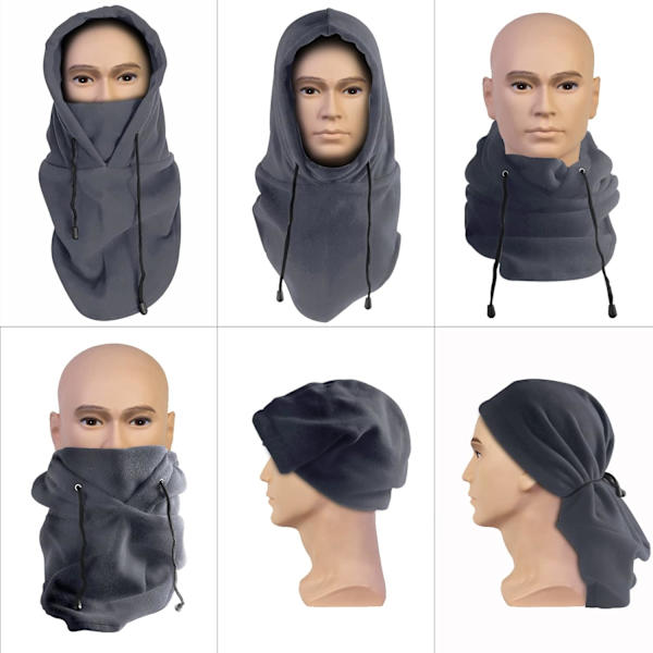 Miesten talvihattu kylmään säähän harmaa kasvomaski Balaclava huppu ulkoilmaan