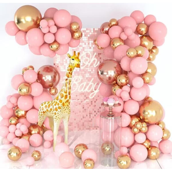 Pastel Rosa Balloner Kit Latex Festballoner Macaron Babyshower