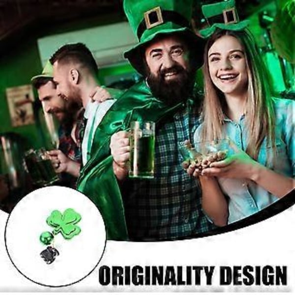 10 ST Festival Klöver Mustaschklämmor St Patrick's Day Skägg Glänsande Hänge Klämma Skägg Ornament Ansiktshår Prydnader Tomteskägg Hårdekor