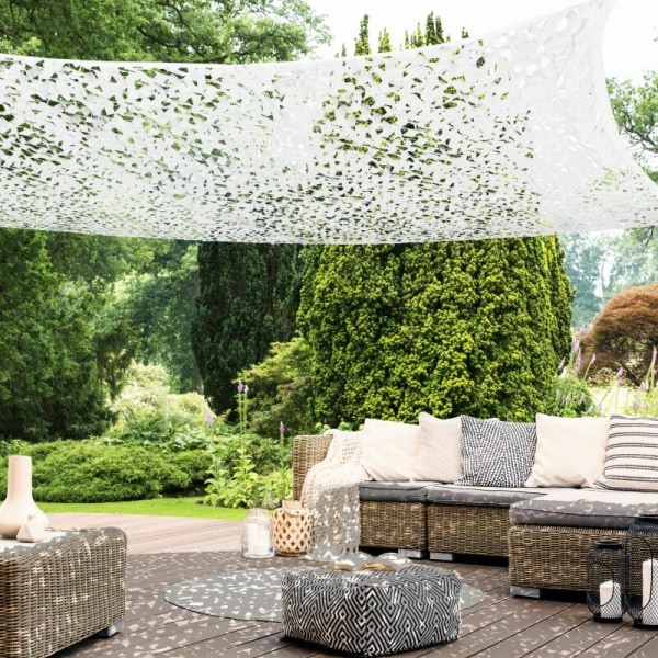 Vit rektangulär skuggskydd kamouflagedesign, kamouflagenät an