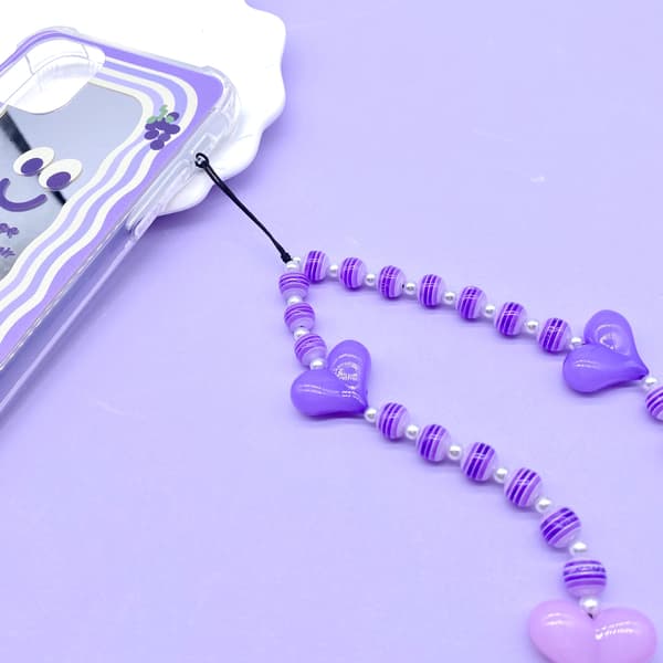 Kawaii hjerteformet perletelefon charms håndlaget akryl håndleddsstropp