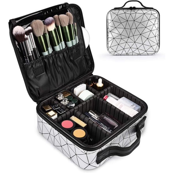 Silver - Makeup Bag Travel Makeup Case Professional Organizer Ba