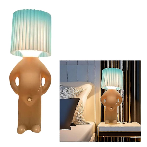 Blå bordlampe for sjenerte menn, kreativ bordlampe for slemme gutter