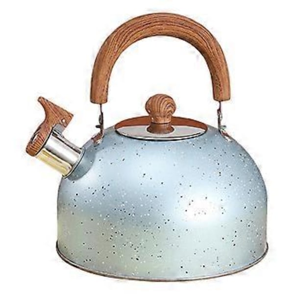 Fløjtende kedel 2L komfur top tekedel med køligt ergonomisk håndtag rustfrit stål tekande Blue
