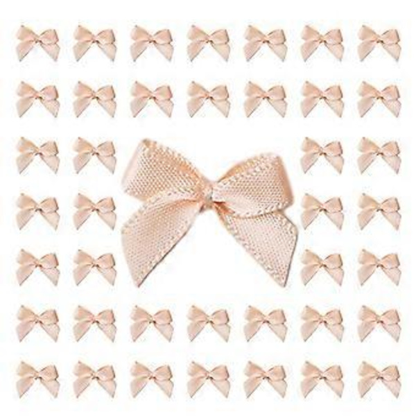 200 st Färgglada Mini Rosetter Satinband Rosett Dekoration Handarbete Blomster Tillbehör för DIY Hantverk Presentförpackning Dekoration Champagne Champagne