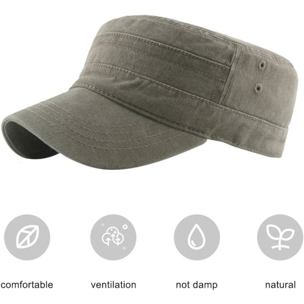 Vintage herrelue Justerbar militærlue Army Cadet Hat Bomull