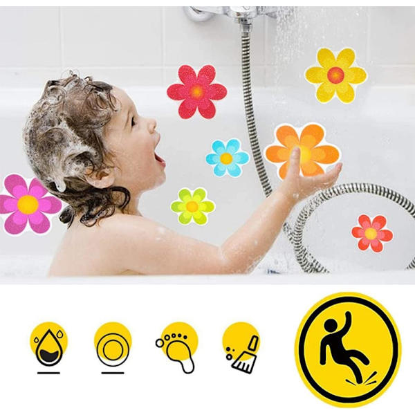 Blomsterformede sklisikre badekarstickers - Klebende sikkerhetsklistremerker for barn
