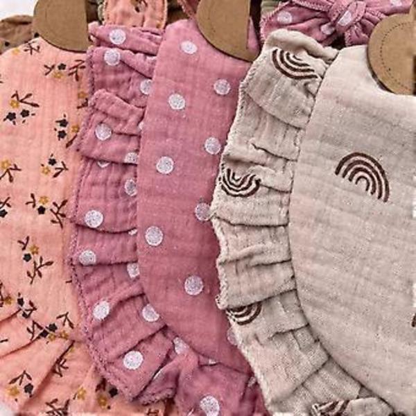 Blød Gylpeklud Baby Hårbånd Flæse Smække Justerbare Trykknap Smække Bløde Åndbare Smække Hudvenlig Nyfødt Amme Håndklæde SET15 SET15