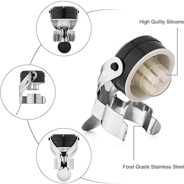 （2stk）Champagne Stoppers Rustfritt Stål Champagne Saver med Si