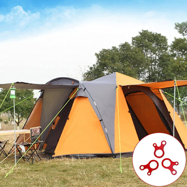12 stücke repspännare, 3 hål aluminiumlegering guyline tältlinor spännare tält rep spänne trehåls spännare snörspännare för tält utomhus vandring camping picknick