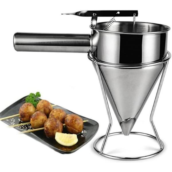 Rostfri Plunger Gran Spruce Octopus Balls Tratt Batter Dispenser