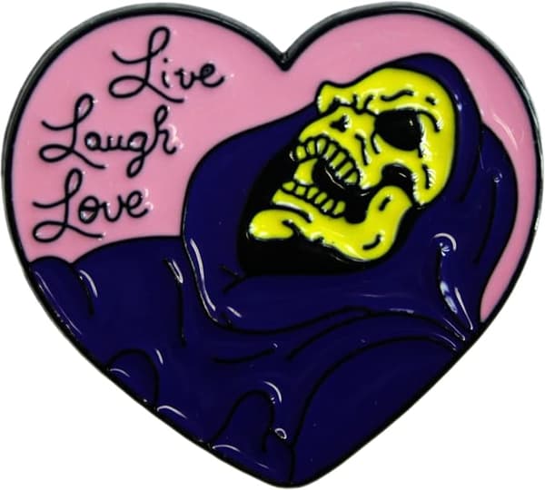 2 stk. Live, Laugh, Love - Skjelett - Emblemsmerke