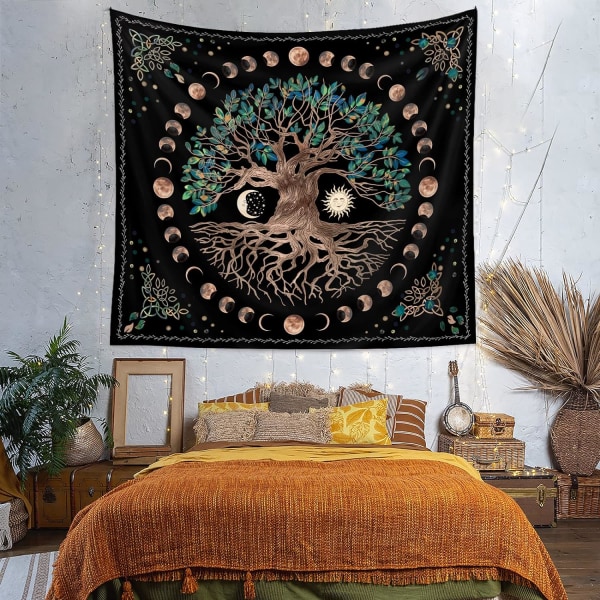 1pc Tree of Life Wall Tapestry Moon Sun Black Psychedelic Wall Ta