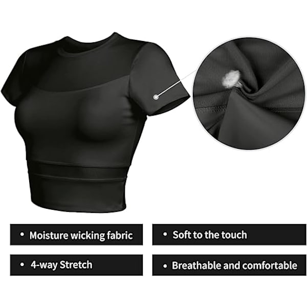 Naisten ja tyttöjen lyhythihainen crop-treenitoppi, slim fit, joogan urheilu