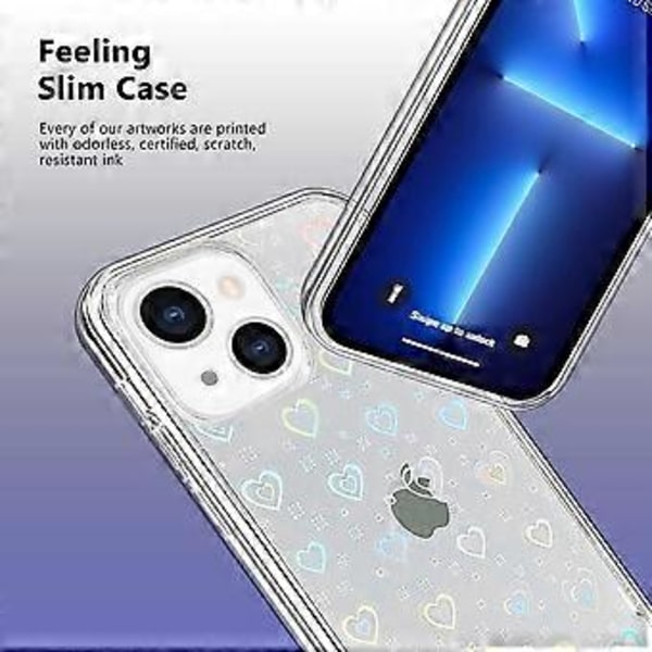 Yhteensopiva iPhone 13 -koteloiden (2021) 6,1 tuuman laserglitter-sateenkaarisyydänkotelon kanssa, söpö kuvio suunniteltu iPhone 13 -kotelon tytöille ja naisille