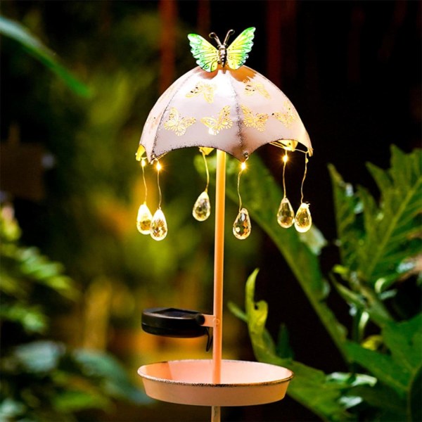 Iron Solar Bird Feeder Jordlampe Paraply drip-Drop Garden Cour
