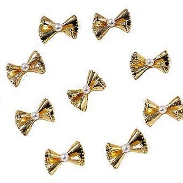 50x Söpö Rusettisolki Kynsitaide Korut Ranskalainen Rusetti Kynsikorut Kynsitaide Koristeet Kynsitarvikkeet Akryylikynsille Golden bow 11 x 7mm